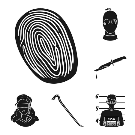 Crime and Punishment black icons in set collection for design.Criminal vector symbol stock web illustration.のイラスト素材