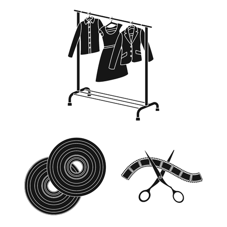 Making a movie black icons in set collection for design. Attributes and Equipment vector symbol stock web illustration.のイラスト素材