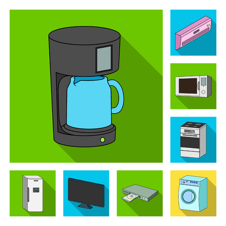Smart home appliances flat icons in set collection for design. Modern household appliances bitmap symbol stock  illustration.の写真素材