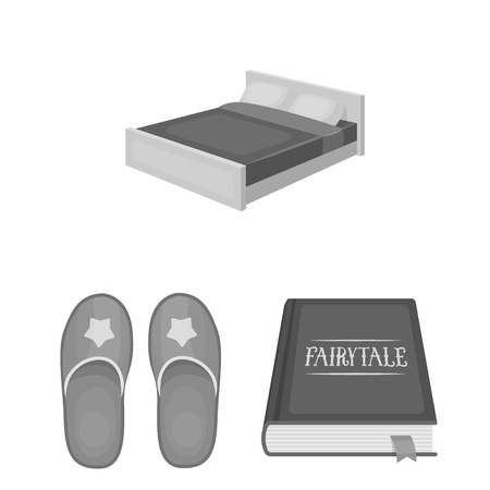 Rest and sleep monochrome icons in set collection for design. Accessories and comfort vector symbol stock web illustration.のイラスト素材