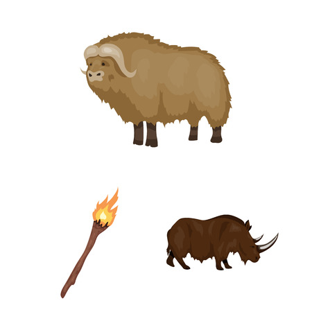 Life in the Stone Age cartoon icons in set collection for design. Ancient people vector symbol stock  illustration.のイラスト素材