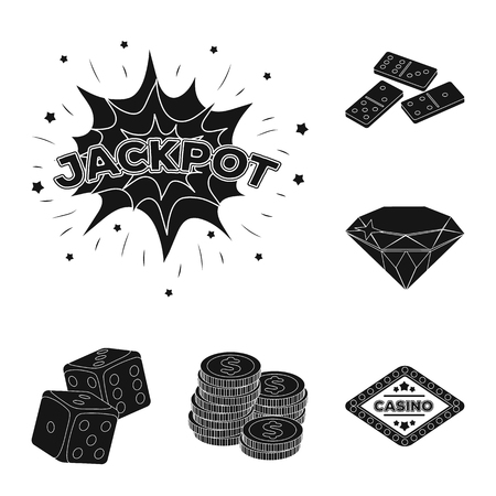 Casino and gambling black icons in set collection for design. Casino and equipment bitmap symbol stock web illustration.の写真素材