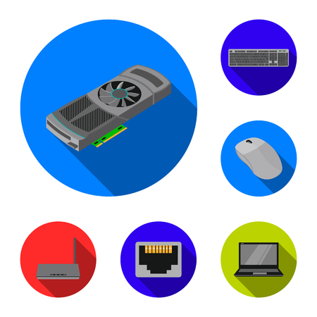 Personal computer flat icons in set collection for design. Equipment and accessories bitmap symbol stock web illustration.の写真素材