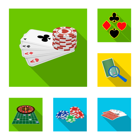Casino and equipment flat icons in set collection for design. Gambling and money bitmap symbol stock web illustration.の写真素材