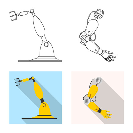 Isolated object of robot and factory sign. Set of robot and space stock vector illustration.のイラスト素材