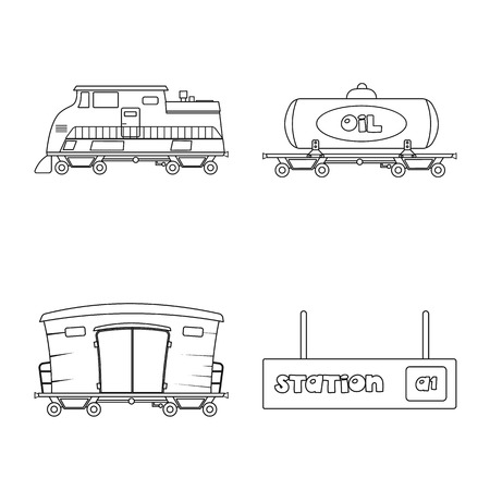 Vector design of train and station icon. Collection of train and ticket stock symbol for web.のイラスト素材