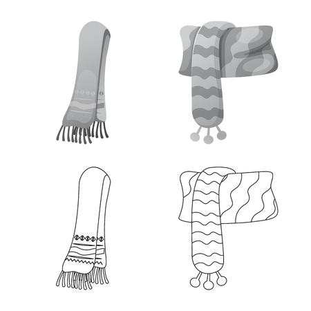 Vector design of scarf and shawl icon. Collection of scarf and accessory stock symbol for web.のイラスト素材