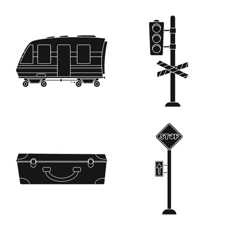 Vector design of train and station sign. Set of train and ticket stock vector illustration.のイラスト素材
