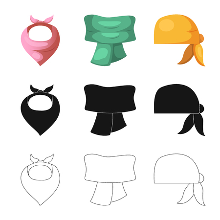 Vector design of scarf and shawl symbol. Set of scarf and accessory vector icon for stock.のイラスト素材