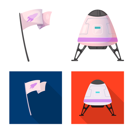 Vector illustration of mars and space sign. Collection of mars and planet stock vector illustration.のイラスト素材