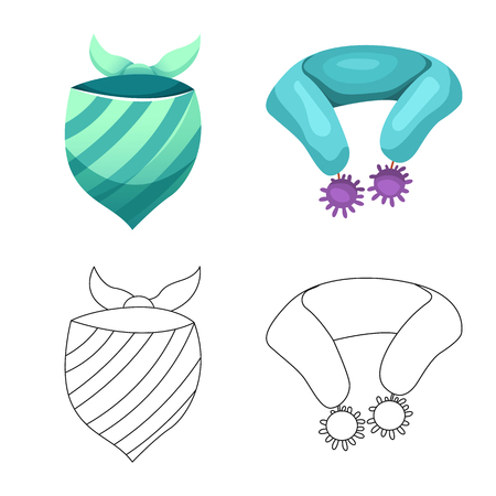Vector illustration of scarf and shawl symbol. Set of scarf and accessory stock vector illustration.のイラスト素材