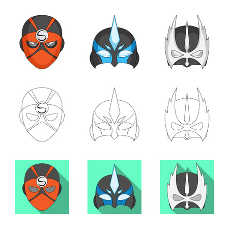 Vector design of hero and mask symbol. Set of hero and superhero stock vector illustration.のイラスト素材