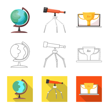 Isolated object of education and learning icon. Collection of education and school stock symbol for web.のイラスト素材