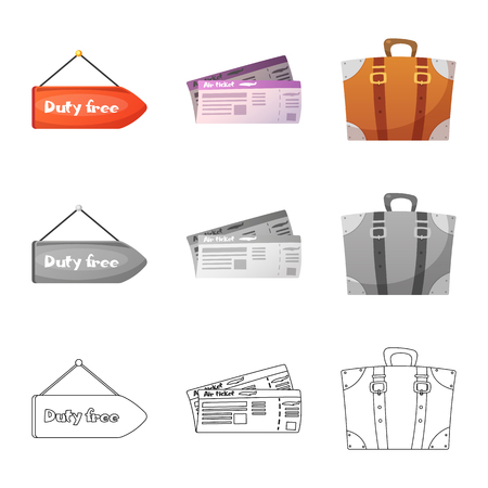 Isolated object of airport and airplane icon. Set of airport and plane stock symbol for web.のイラスト素材