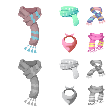 Vector design of scarf and shawl icon. Set of scarf and accessory stock symbol for web.のイラスト素材