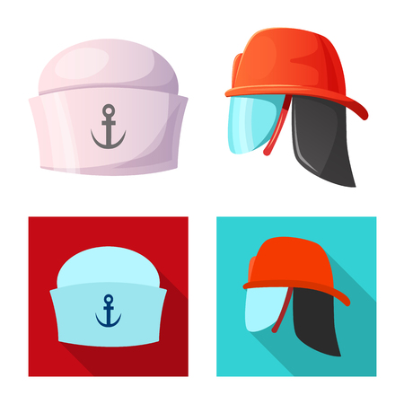 Vector illustration of headwear and cap icon. Collection of headwear and accessory stock symbol for web.のイラスト素材