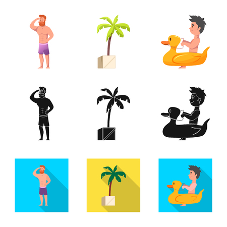 Isolated object of pool and swimming logo. Collection of pool and activity stock symbol for web.のイラスト素材