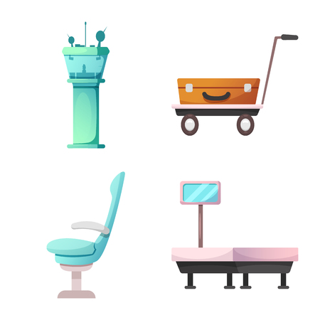 Isolated object of airport and airplane symbol. Set of airport and plane vector icon for stock.のイラスト素材