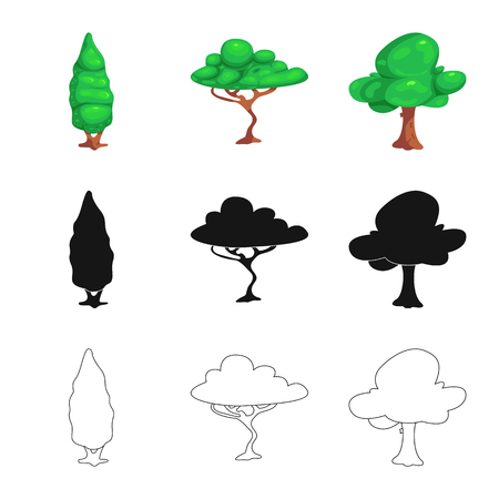Vector design of tree and nature sign. Set of tree and crown vector icon for stock.のイラスト素材