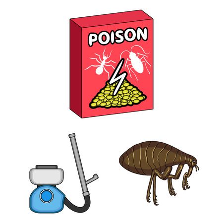 Pest, poison, personnel and equipment cartoon icons in set collection for design. Pest control service vector symbol stock web illustration.のイラスト素材