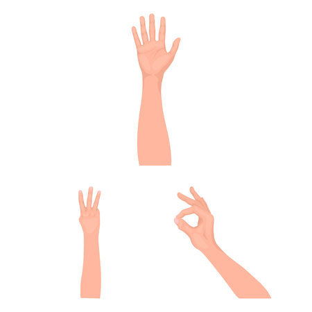 Gestures and their meaning cartoon icons in set collection for design.Emotional part of communication vector symbol stock web illustration.のイラスト素材