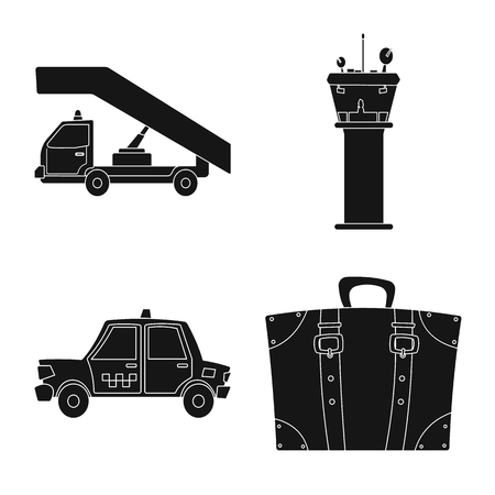 Isolated object of airport and airplane icon. Set of airport and plane stock symbol for web.のイラスト素材