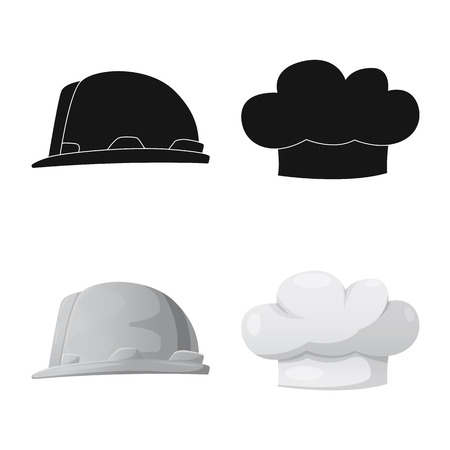 Vector illustration of headwear and cap sign. Set of headwear and accessory stock vector illustration.のイラスト素材