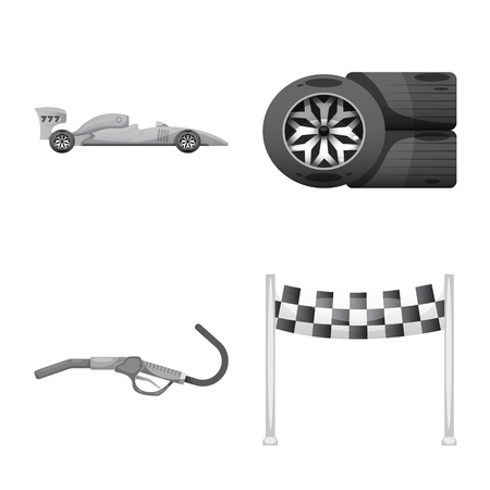 Vector design of car and rally icon. Set of car and race vector icon for stock.のイラスト素材
