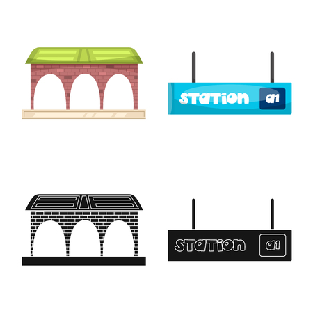 Isolated object of train and station symbol. Collection of train and ticket vector icon for stock.のイラスト素材