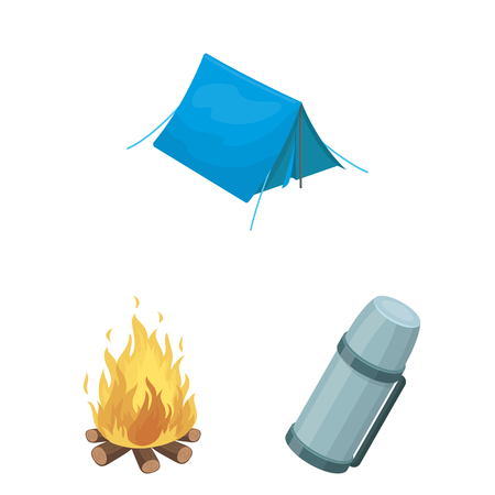 Different kinds of tents cartoon icons in set collection for design. Temporary shelter and housing vector symbol stock  illustration.のイラスト素材