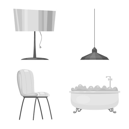 Vector design of furniture and apartment sign. Set of furniture and home stock vector illustration.のイラスト素材
