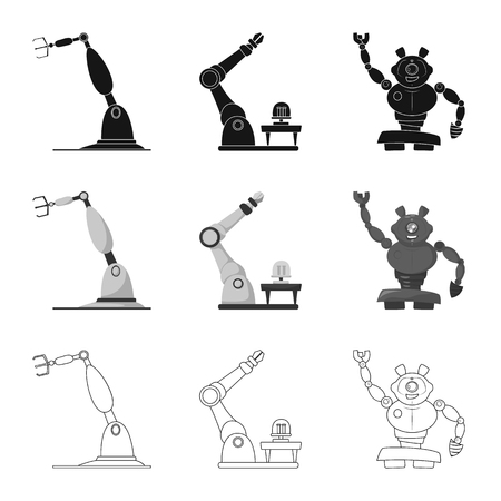 Isolated object of robot and factory icon. Set of robot and space vector icon for stock.のイラスト素材