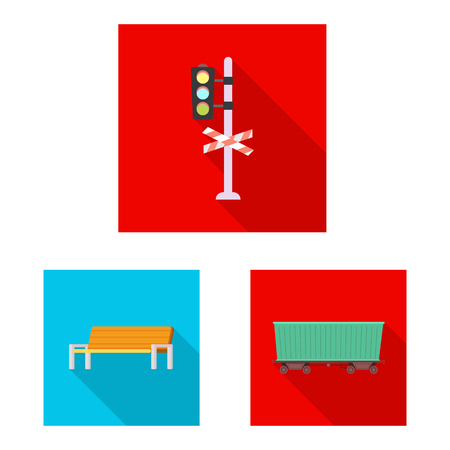 Isolated object of train and station icon. Set of train and ticket vector icon for stock.のイラスト素材