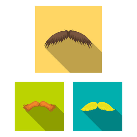 Mustache and beard, hairstyles flat icons in set collection for design. Stylish haircut vector symbol stock  illustration.のイラスト素材