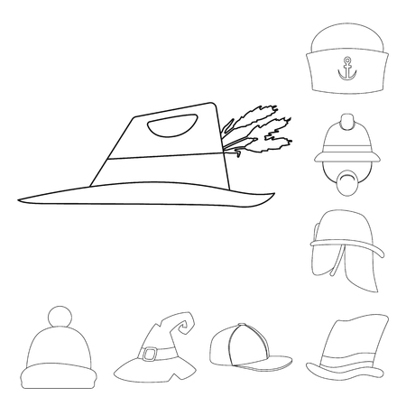 Isolated object of headgear and cap icon. Set of headgear and accessory stock symbol for web.のイラスト素材