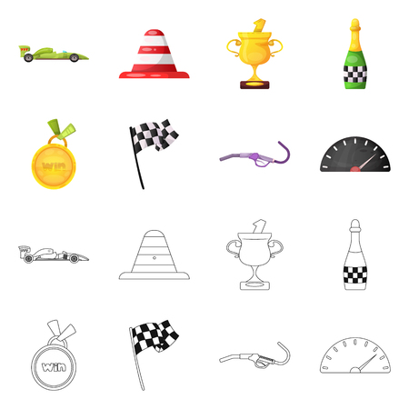 Vector design of car and rally icon. Collection of car and race vector icon for stock.のイラスト素材