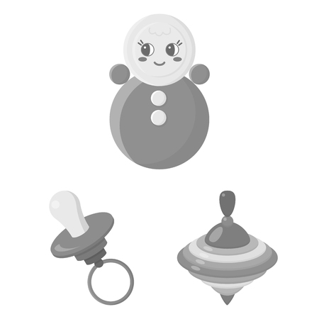 Childrens toy monochrome icons in set collection for design. Game and bauble vector symbol stock web illustration.のイラスト素材