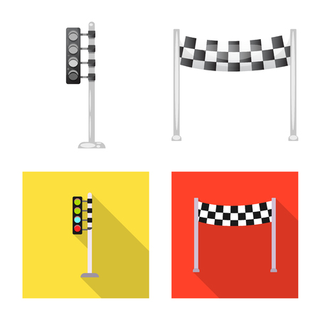 Vector illustration of car and rally sign. Set of car and race stock vector illustration.のイラスト素材