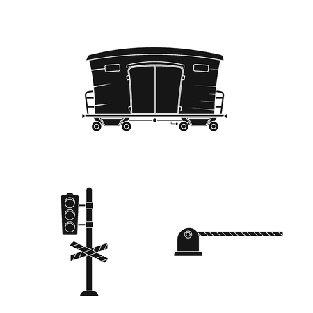 Vector illustration of train and station icon. Collection of train and ticket stock vector illustration.のイラスト素材