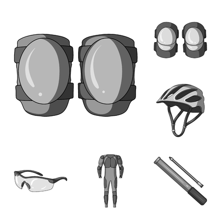 Bicycle outfit monochrome icons in set collection for design. Bicycle and tool vector symbol stock  illustration.のイラスト素材