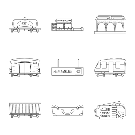 Vector illustration of train and station icon. Collection of train and ticket vector icon for stock.のイラスト素材