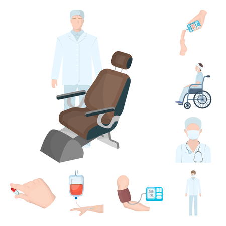 Medicine and treatment cartoon icons in set collection for design.Hospital and equipment vector symbol stock web illustration.のイラスト素材