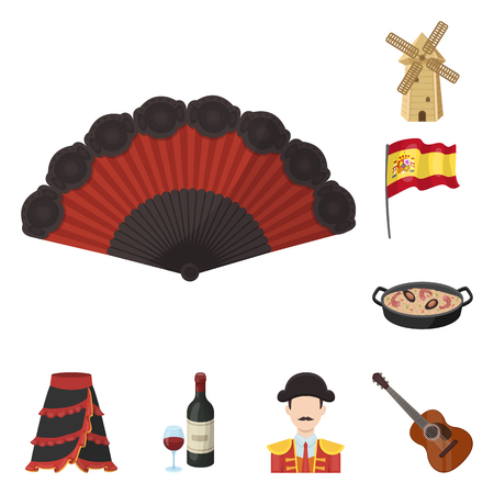 Spain country cartoon icons in set collection for design.Travel and attractions vector symbol stock web illustration.のイラスト素材