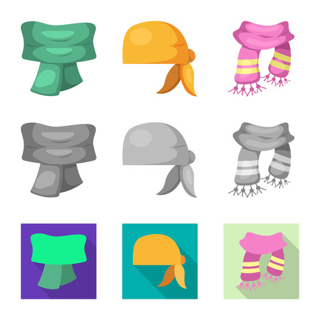 Vector illustration of scarf and shawl icon. Set of scarf and accessory stock symbol for web.のイラスト素材