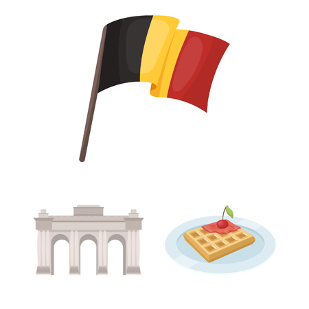 Country Belgium cartoon icons in set collection for design.Travel and attractions Belgium vector symbol stock  illustration.のイラスト素材