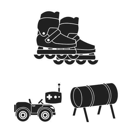 Playground, entertainment black icons in set collection for design. Attraction and equipment bitmap symbol stock  illustration.の写真素材