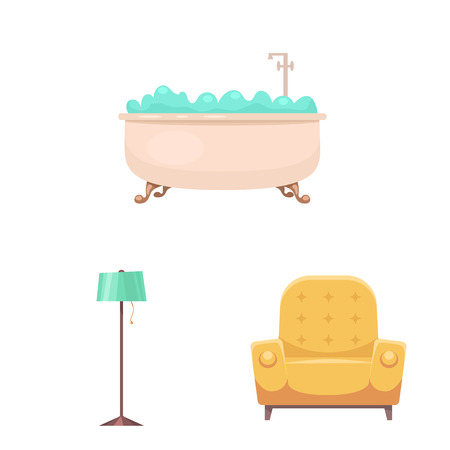 Vector design of furniture and apartment symbol. Set of furniture and home stock symbol for web.のイラスト素材