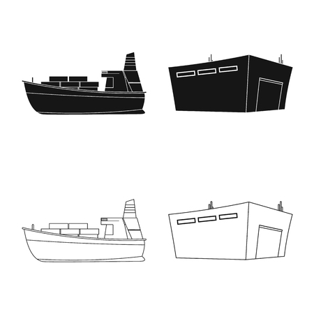 Vector design of goods and cargo sign. Set of goods and warehouse stock symbol for web.のイラスト素材