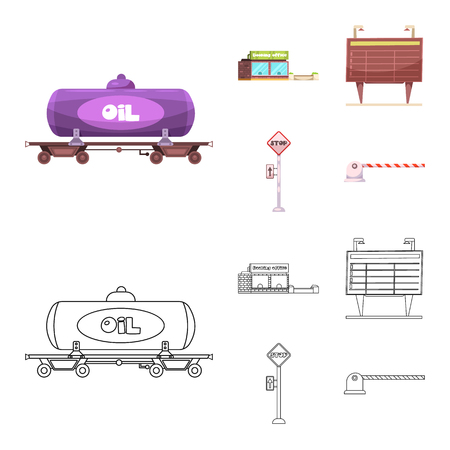 Isolated object of train and station sign. Set of train and ticket vector icon for stock.のイラスト素材