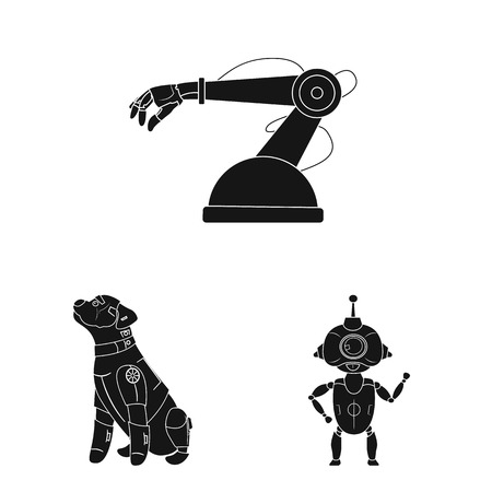 Vector design of robot and factory icon. Collection of robot and space vector icon for stock.のイラスト素材